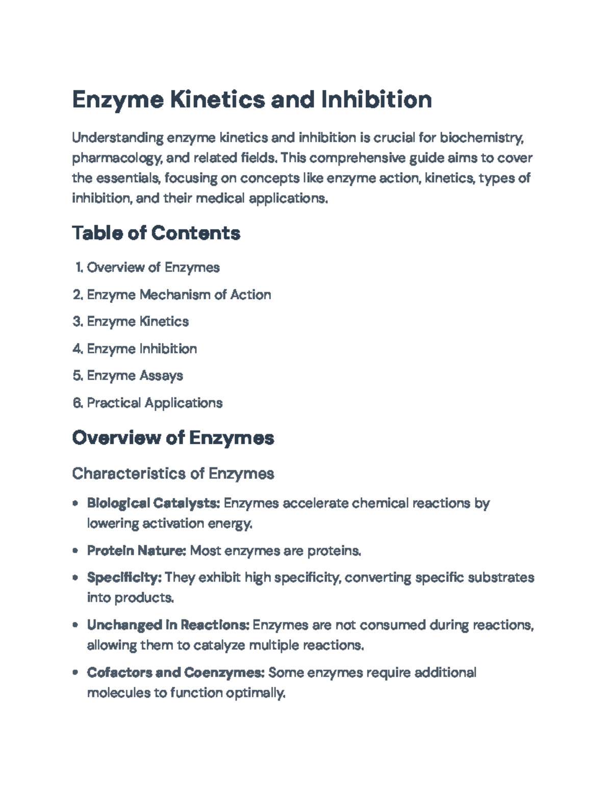 Enzyme Kinetics and Inhibition: A Comprehensive Study Guide - Enzyme ...