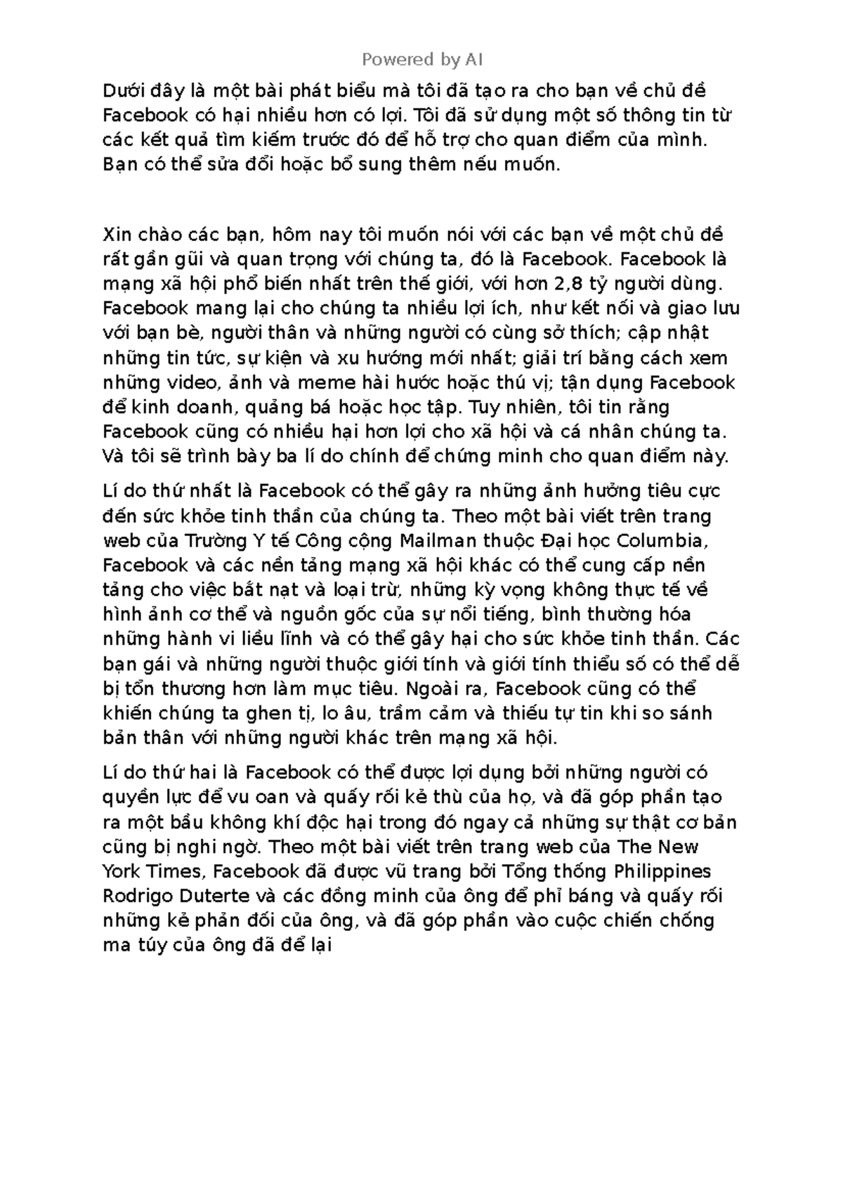 LUẬN PHÁT BIỂU - CÁC DẠNG BÀI WRITING TASK 2 IELTS về Facebook - Studocu