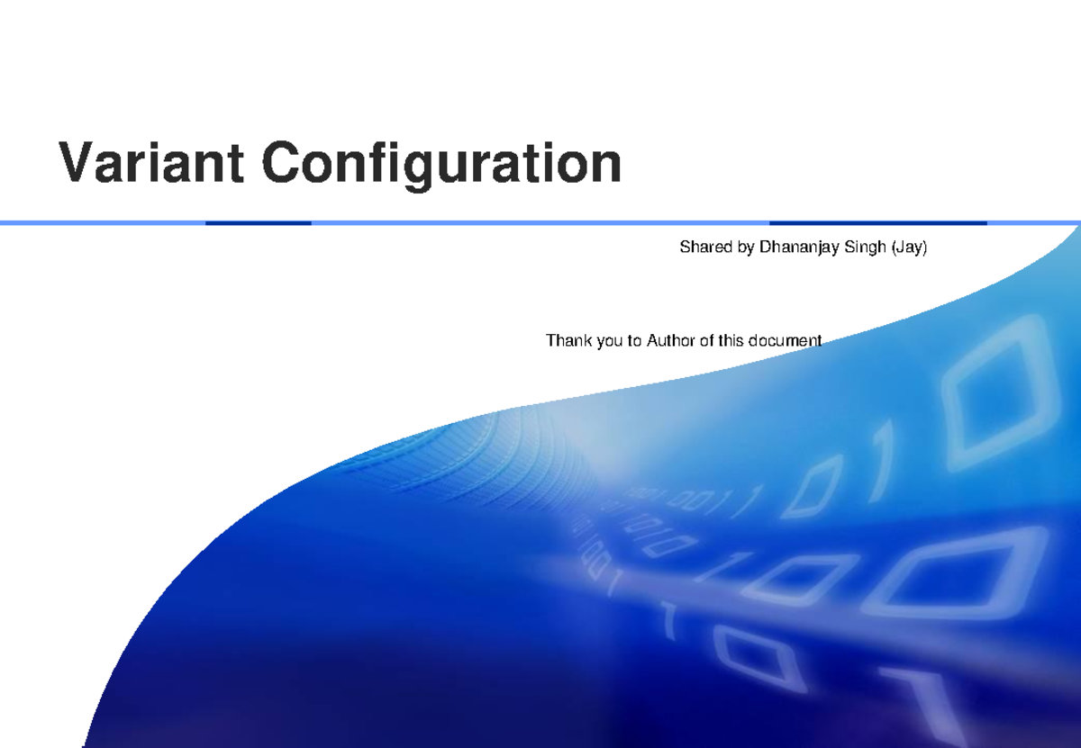 Variant Configuration Overview and Steps (Course Code: VC101) - Studocu
