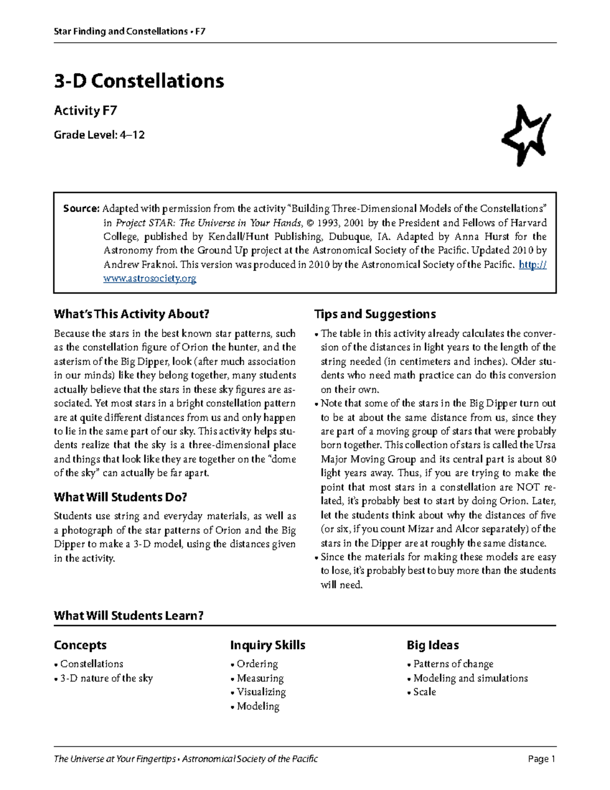 3D Constellation Models Activity for K-12 F7 - Studocu