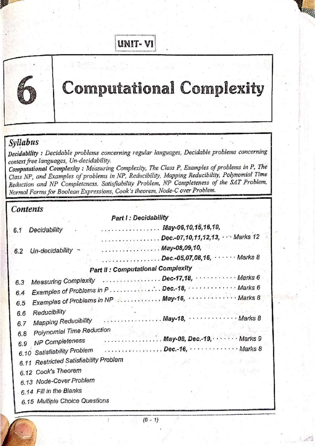 TOC U6 - Theroy of Computation study material - Studocu