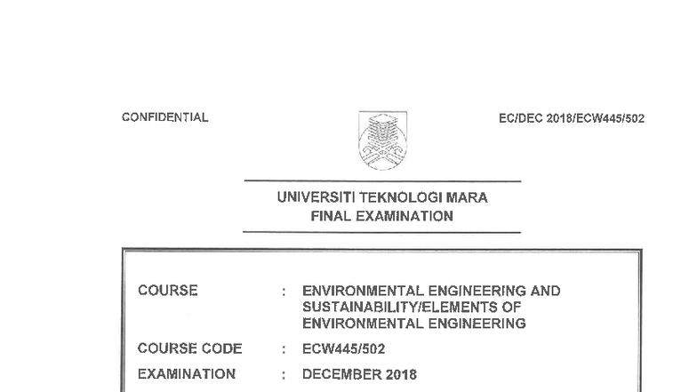 ECW445 502 - Final Exam Notes on Environmental Engineering - Studocu
