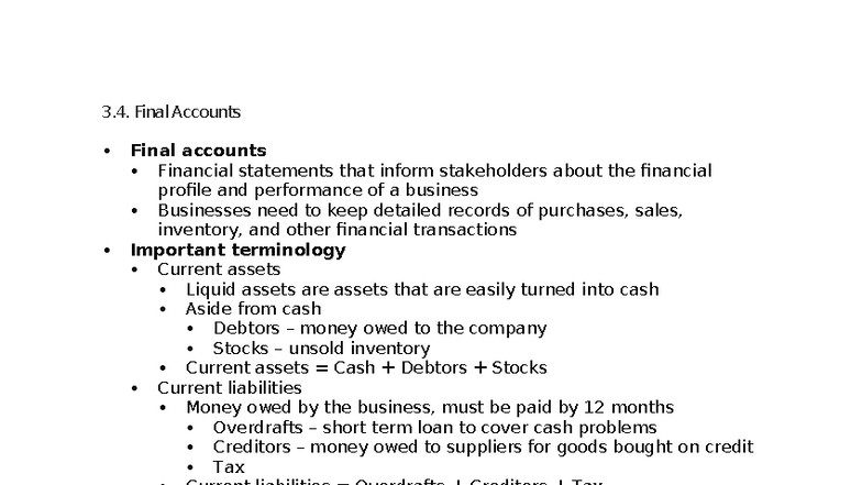 3.4 Final Accounts: Understanding Financial Statements and Ethics - Studocu