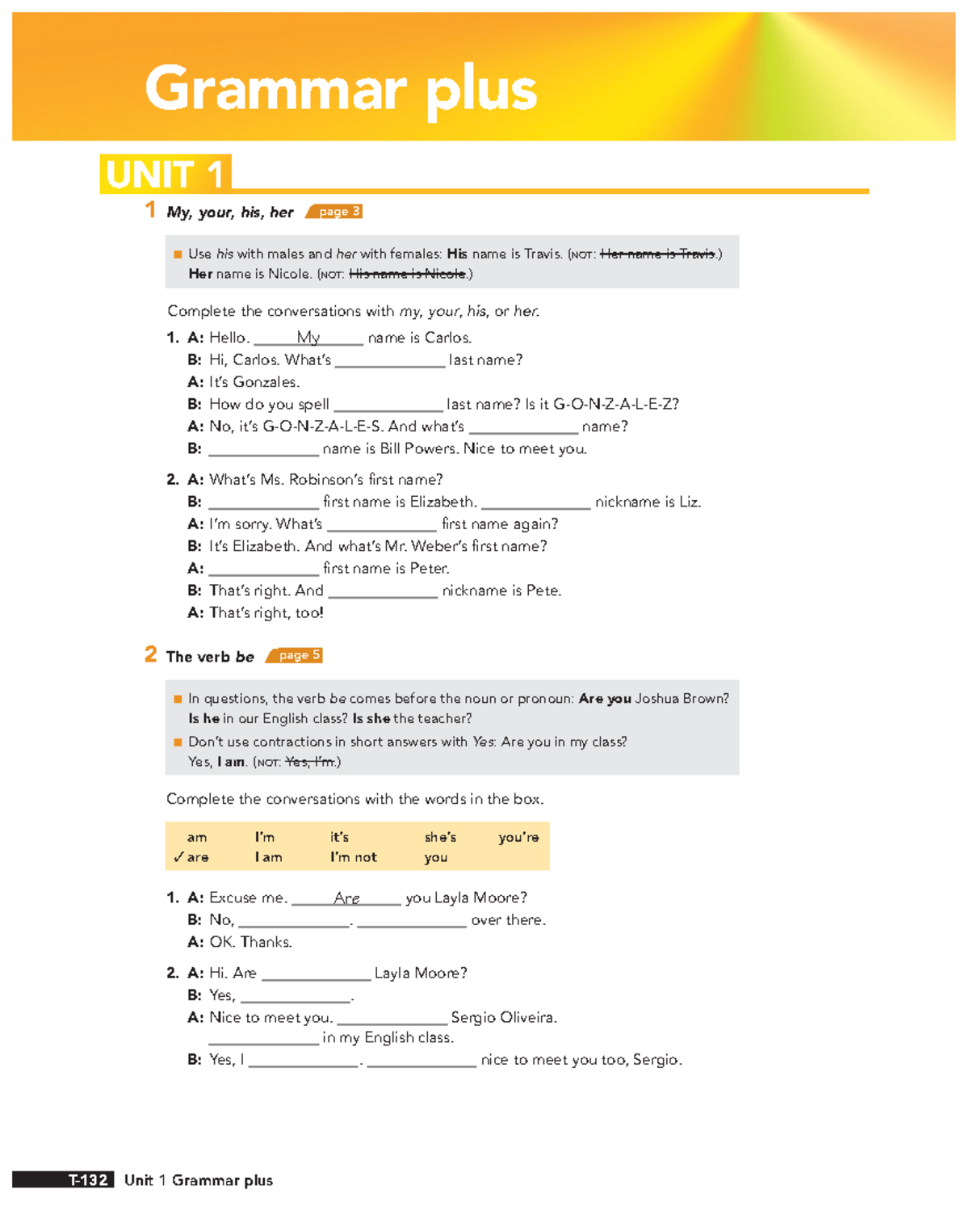 Grammar Plus Unit 1 - aaa asdfasdf asfas dfas - Grammar plus 1 My, your ...