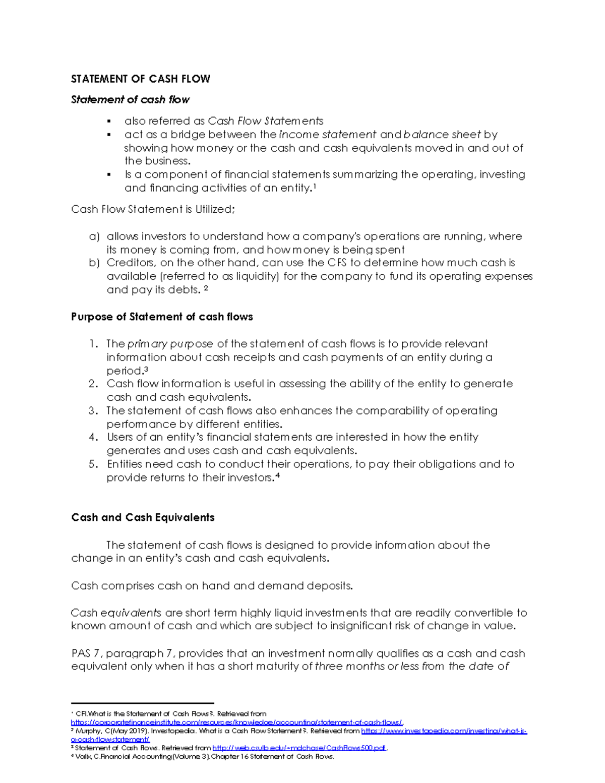 STAT 101: Statement of Cash Flows & Financial Statement Notes - Studocu
