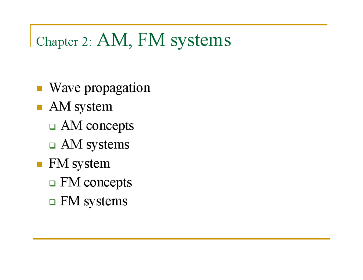 Chapter 2 AMFM - Hệ thống NHúng - Chapter 2: AM, FM systems Wave ...