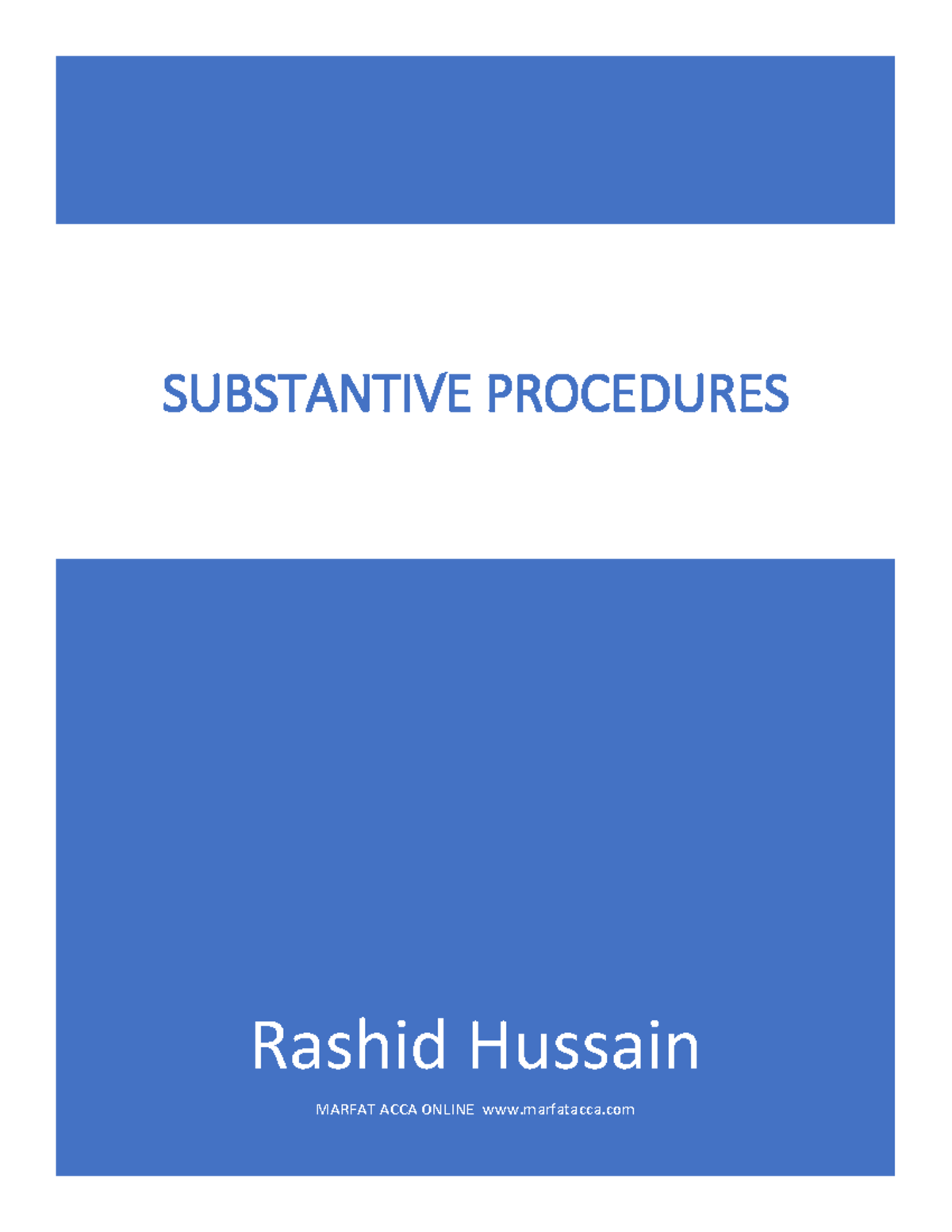 Important Audit Procedures (Substantive) - F8 Guide - Studocu