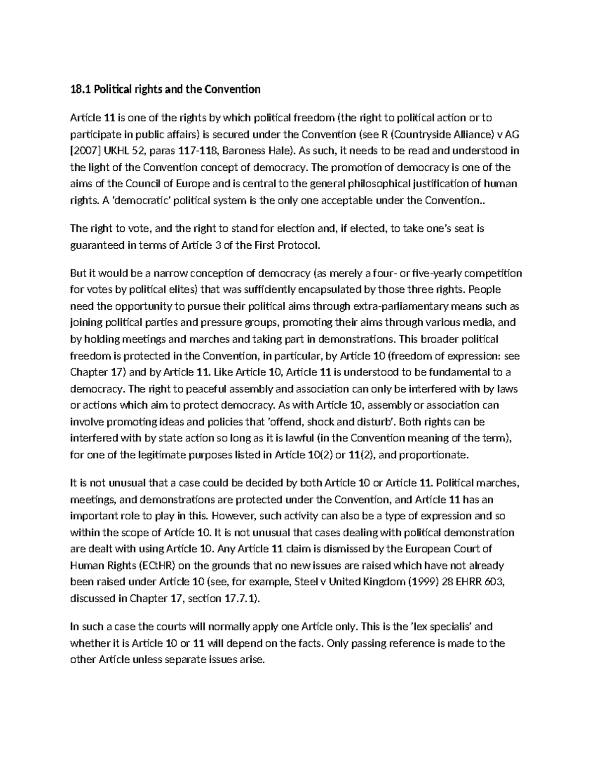Analysis of Article 11: Rights of Assembly and Association in UK Law ...