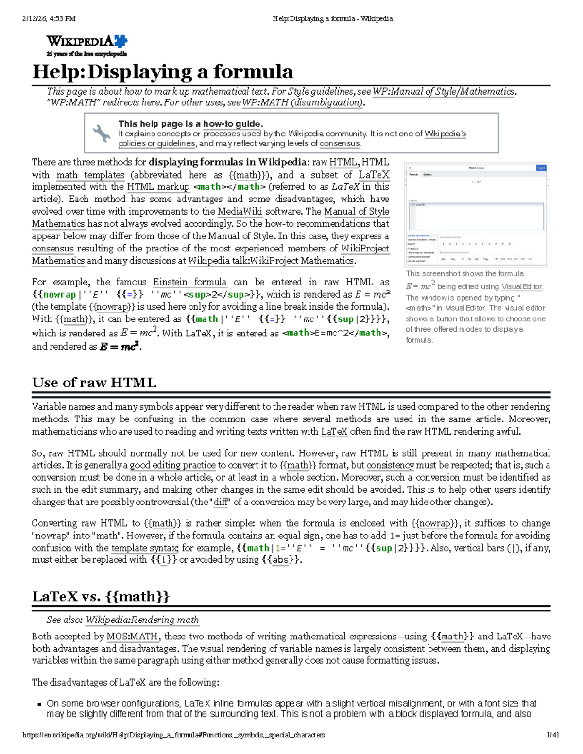 4:53 PM Help: LaTeX Formula Display Guide for Wikipedia - Studocu