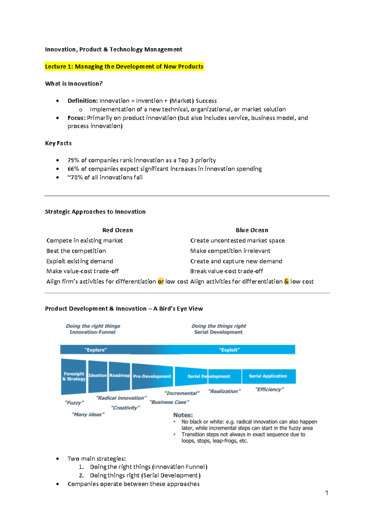 Final IPTM Lecture Summary: Innovation & Product Technology Management ...