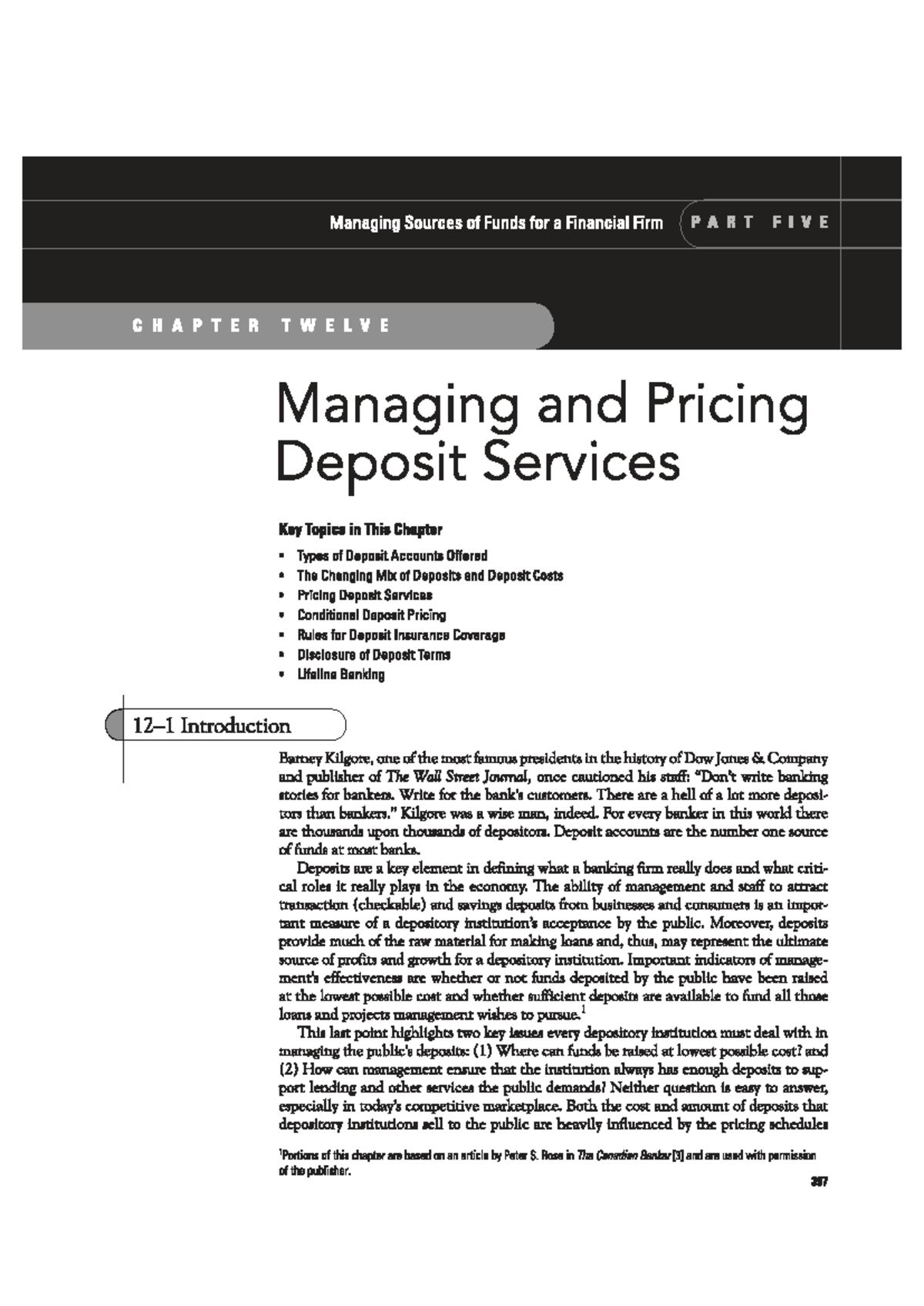 Chapter 12: Managing and Pricing Deposit Services - Bank Management ...