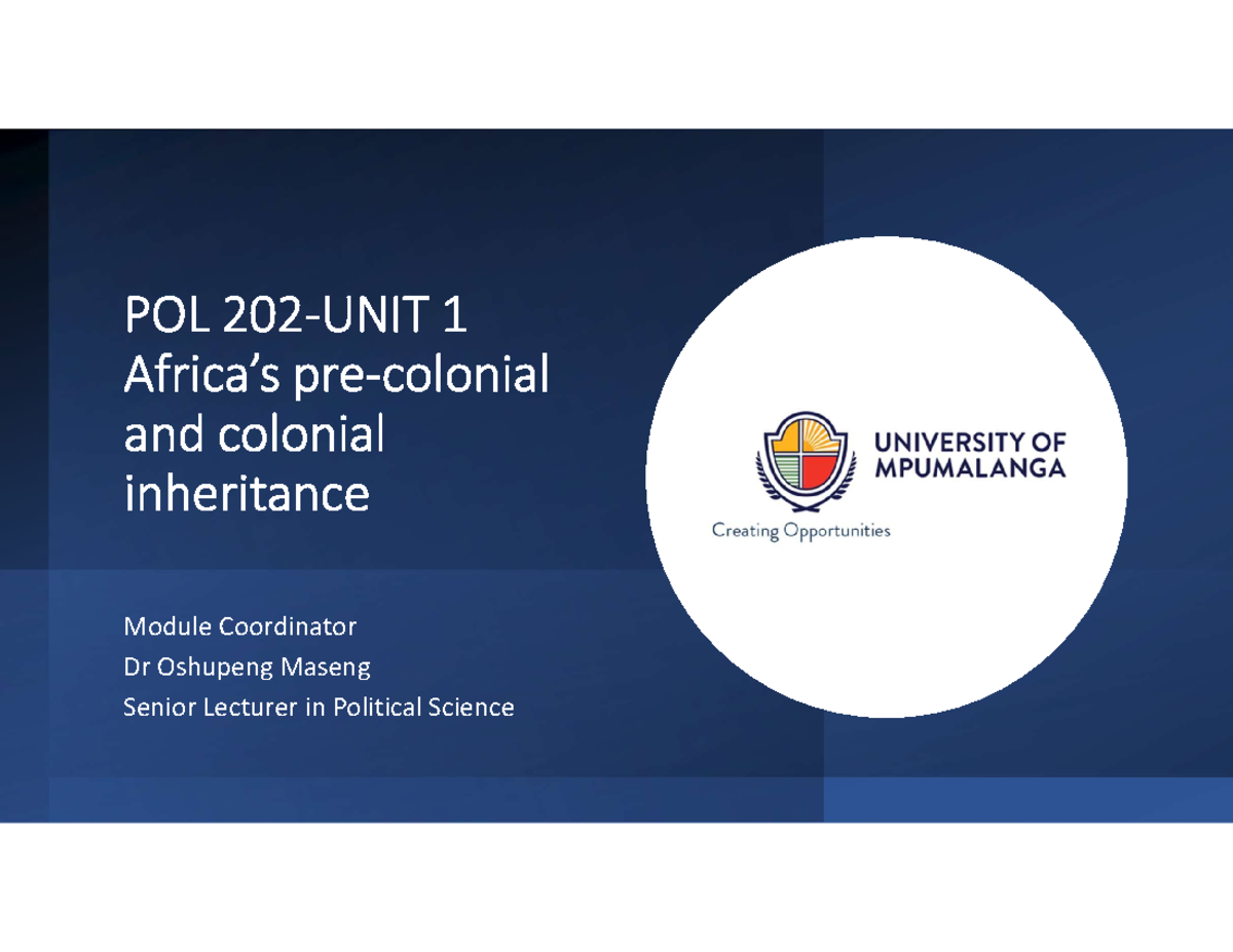 POL 1: Colonial Inheritance and African Political Systems Analysis ...
