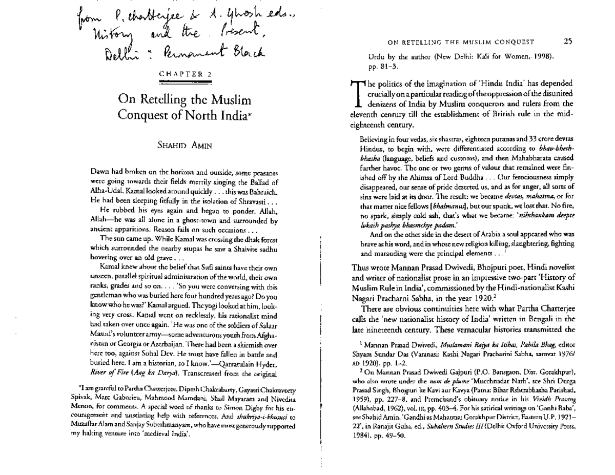 HIST 202: Chapter 2 - Retelling the Muslim Conquest by Shahid Amin ...