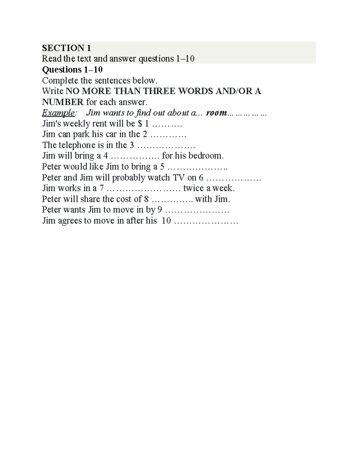 TEST 1-L: Complete the Sentences and Answer Questions - Studocu