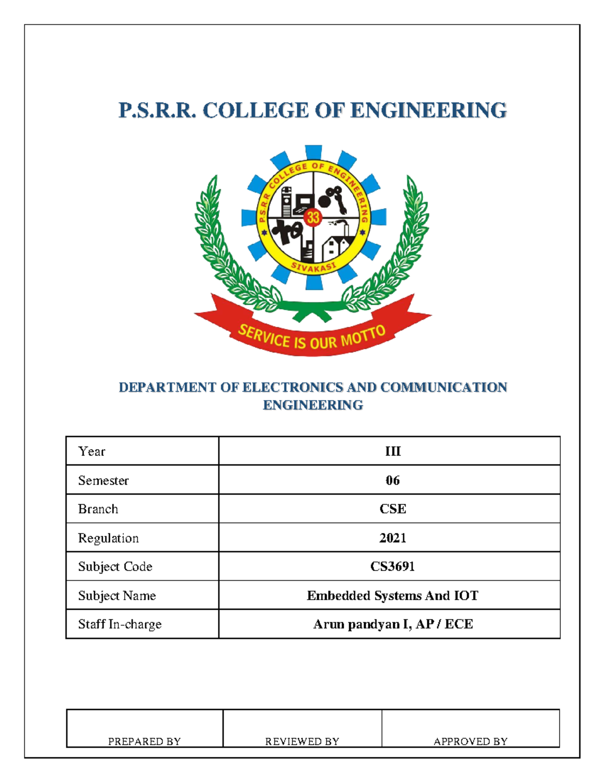 CS3691 Embedded Systems and IoT Laboratory Activity Manual - Studocu