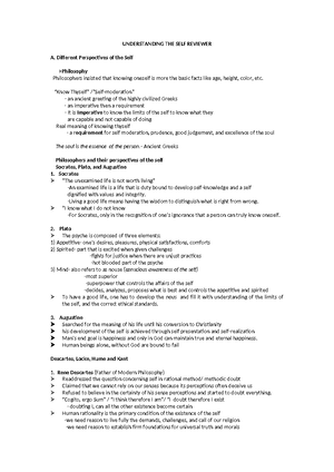 UTS-Chapter-1 2 - Reviewer - Understanding the Self CHAPTER 1 THE SELF ...