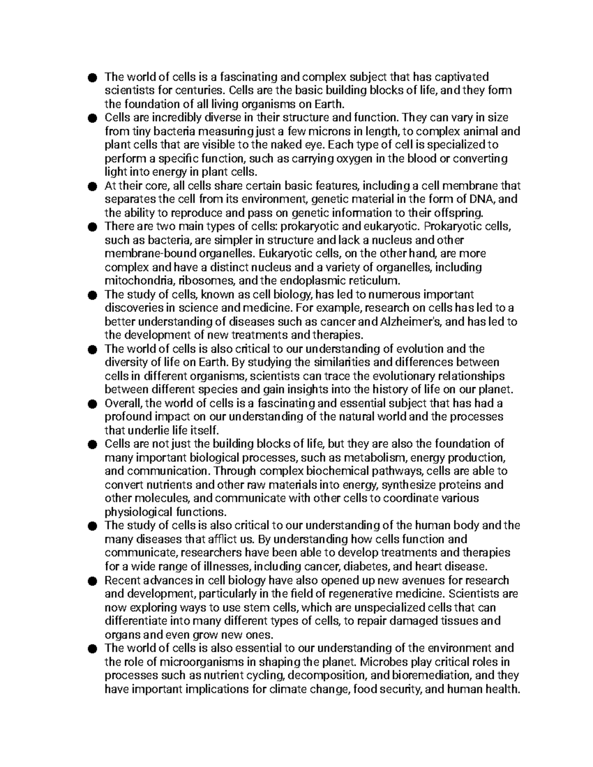 BIO101: Notes on the Fascinating World of Cells and Their Functions ...