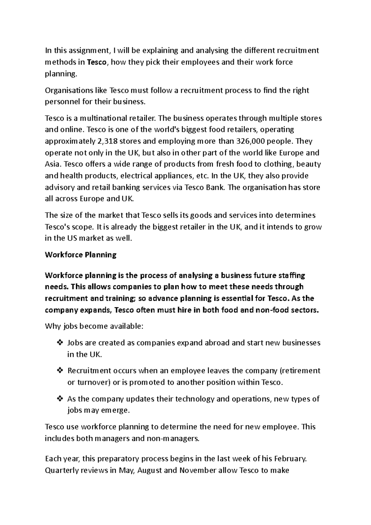Analysis of Tesco's Recruitment Methods for Enhanced Business Growth ...
