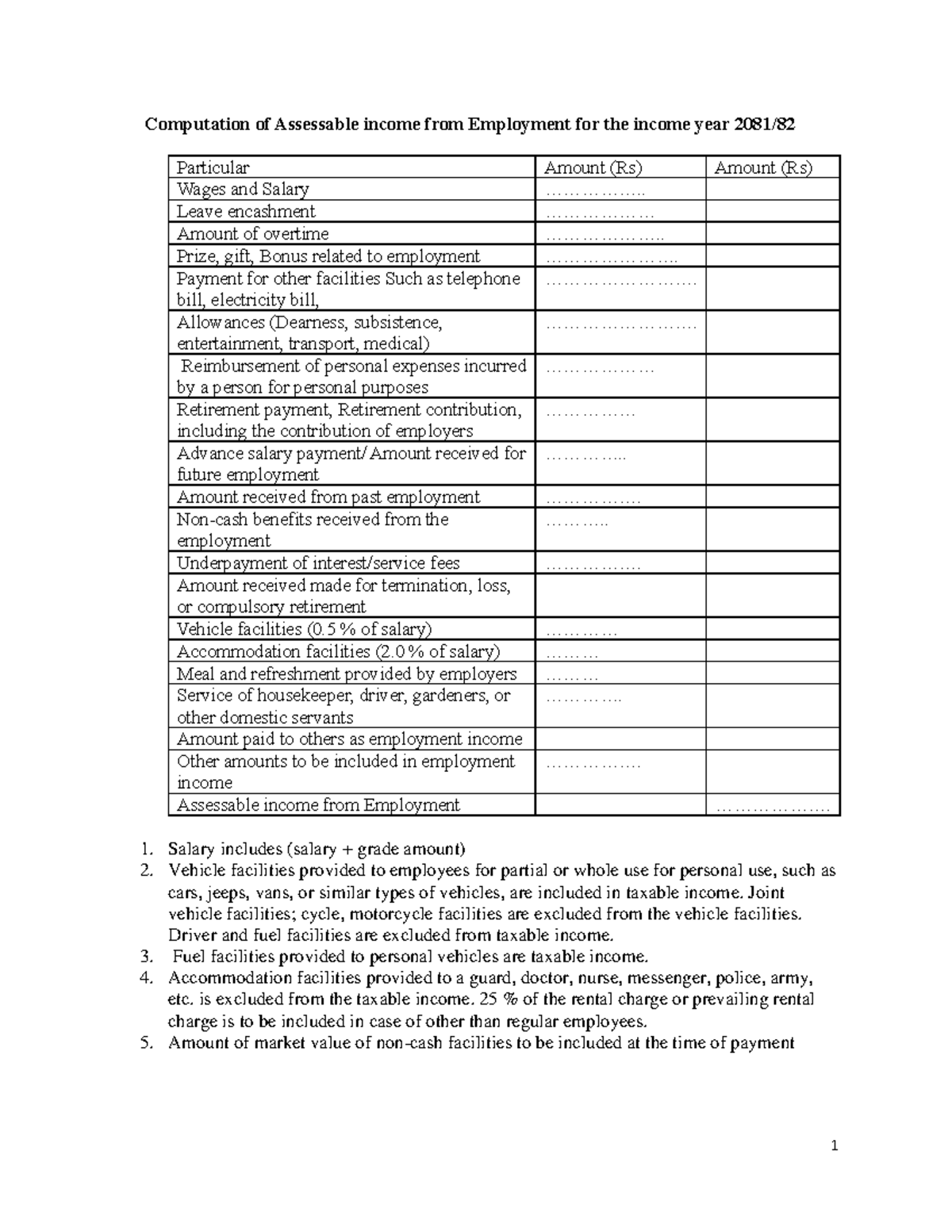Income from Employment: Assessable Income Computation Guide - Studocu