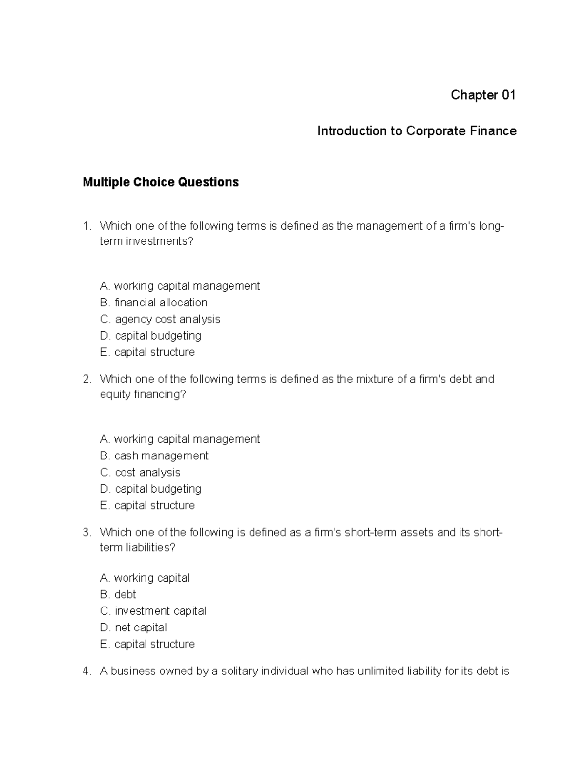 Chap001 - business finance - Chapter 01 Introduction to Corporate ...