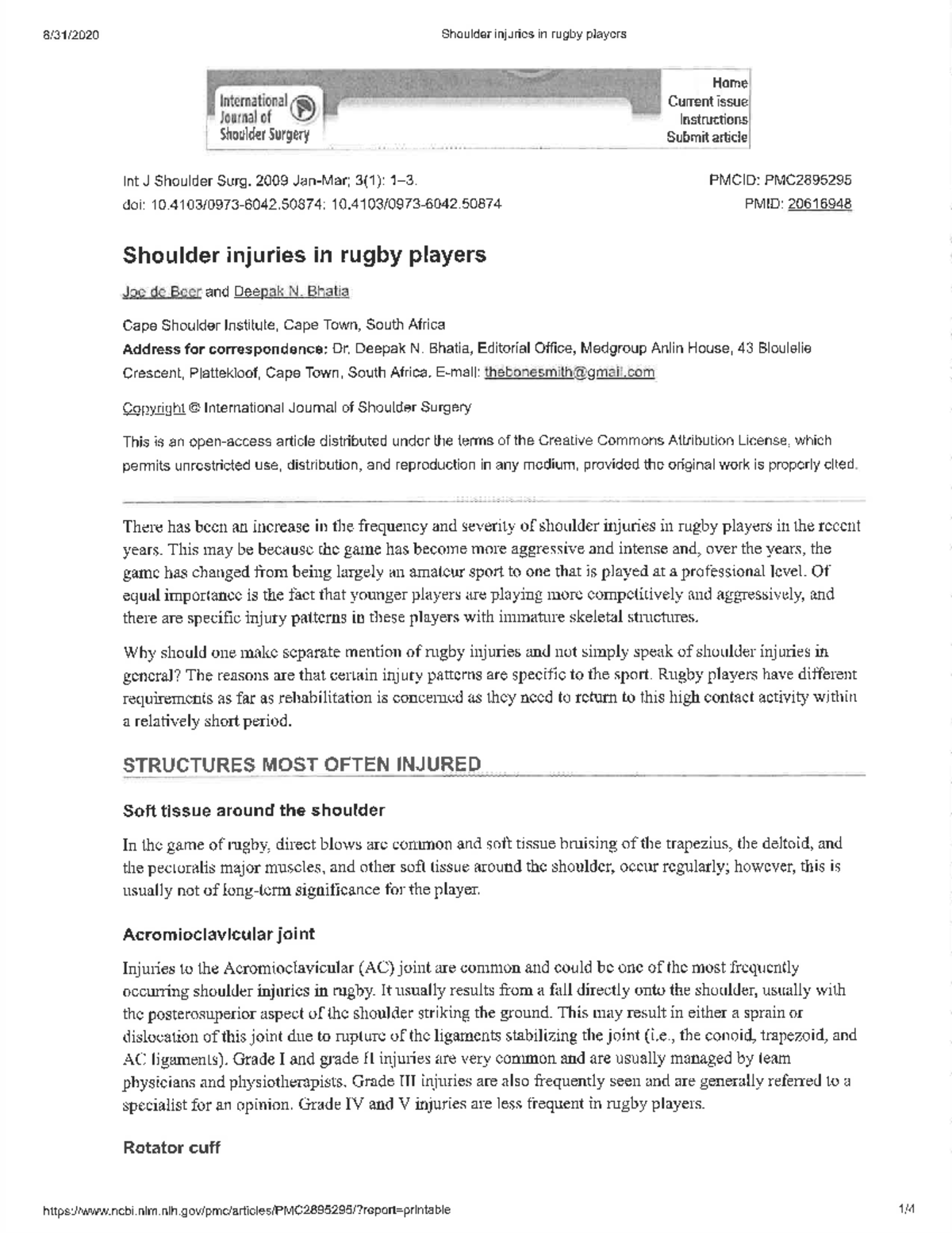 Shoulder Injuries in Rugby Players: Insights and Management Strategies ...