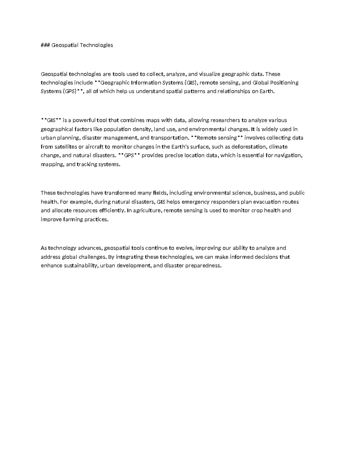 Geospatial Technologies - Geospatial Technologies Geospatial ...