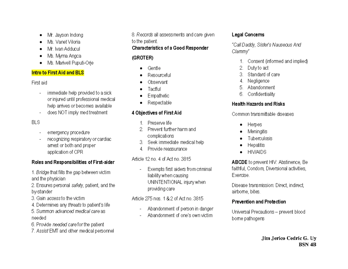 ER Nursing Reflection: Experience and Insights (AY 2023-2024) - Studocu