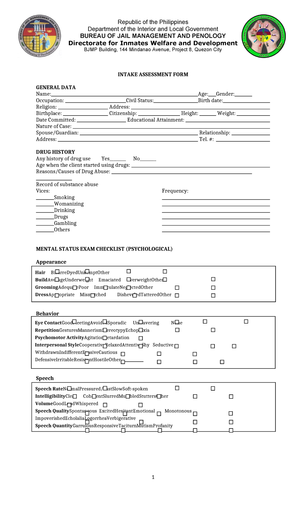 Intake- Interview - Currently a teacher - Republic of the Philippines ...