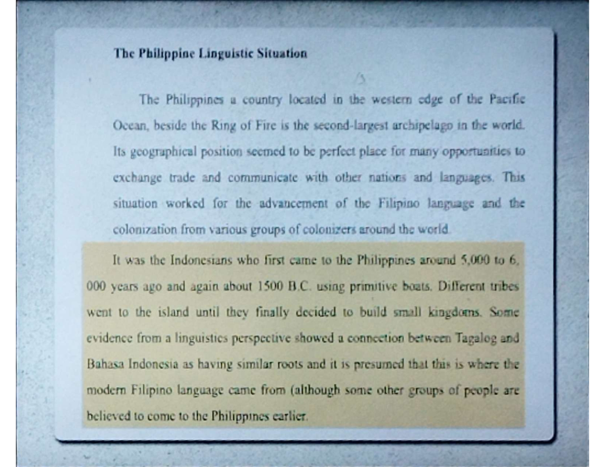 ENG 102 Lesson 1: The Philippine Linguistic Situation and Its Evolution ...