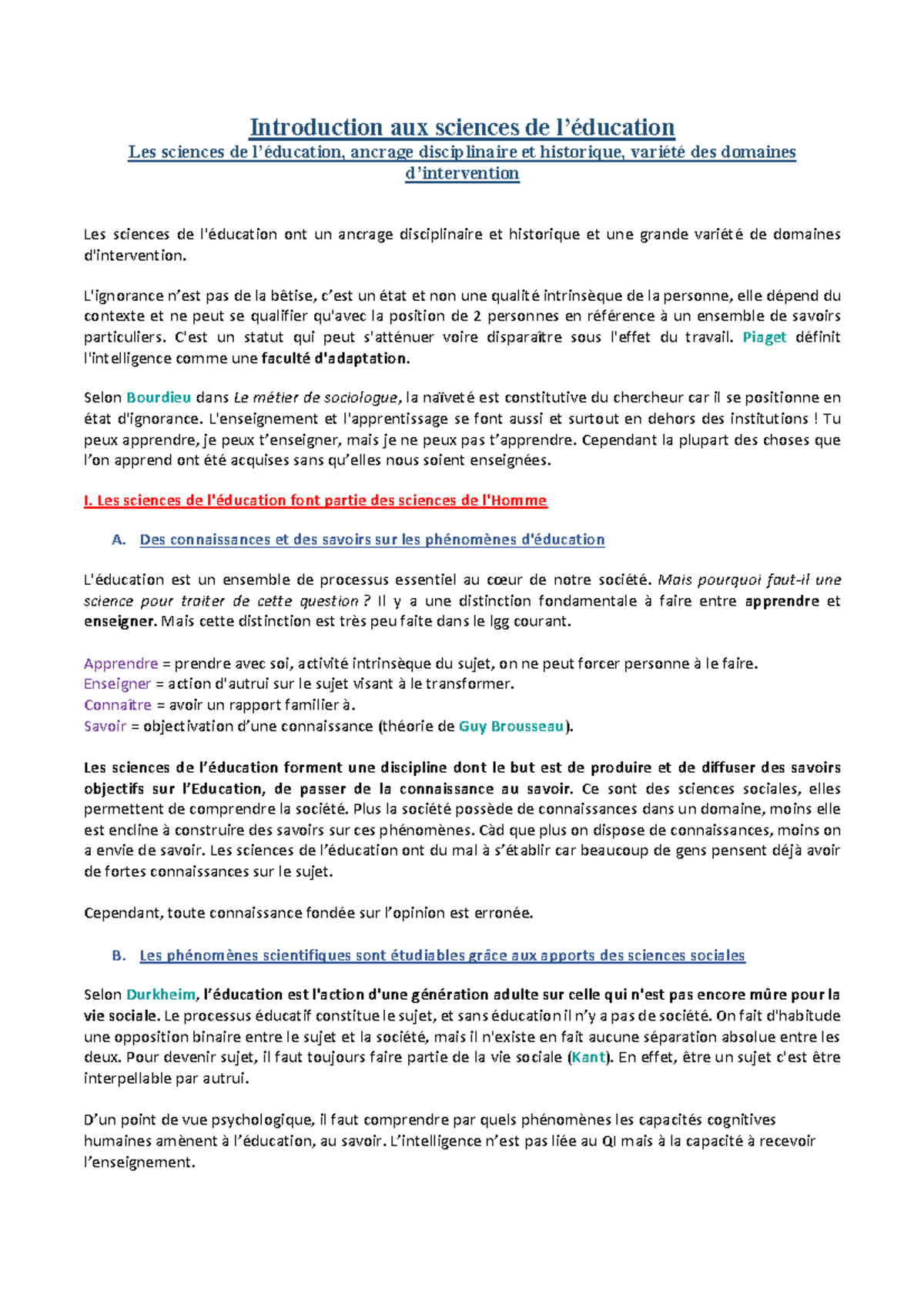Introduction aux sciences de l'éducation : Approche Historique et ...