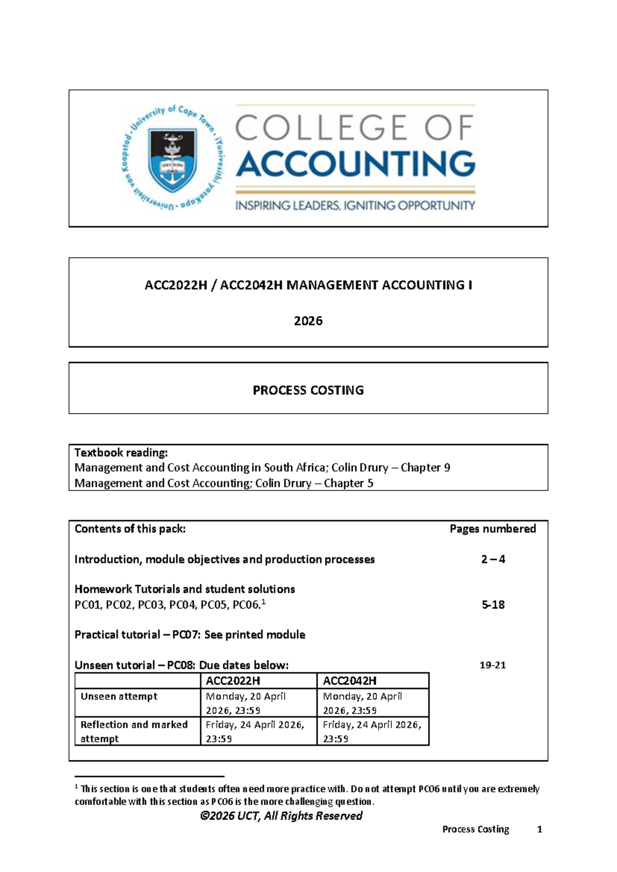 ACC2022H Process Costing Study Notes and Tutorial Solutions - Studocu