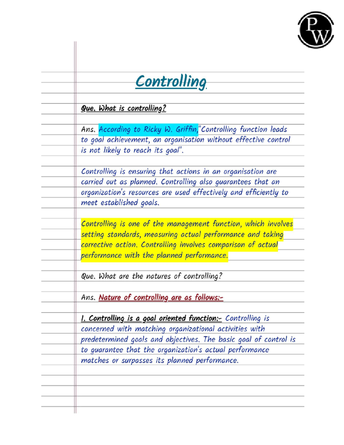 Controlling: Key Concepts and Functions in Management (ACC 101) - Studocu