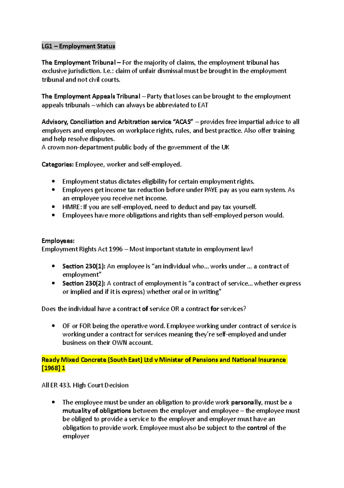 Employment Law LG9 - EMPLOYMENT LAW LARGE GROUP 9 Student Guide ...