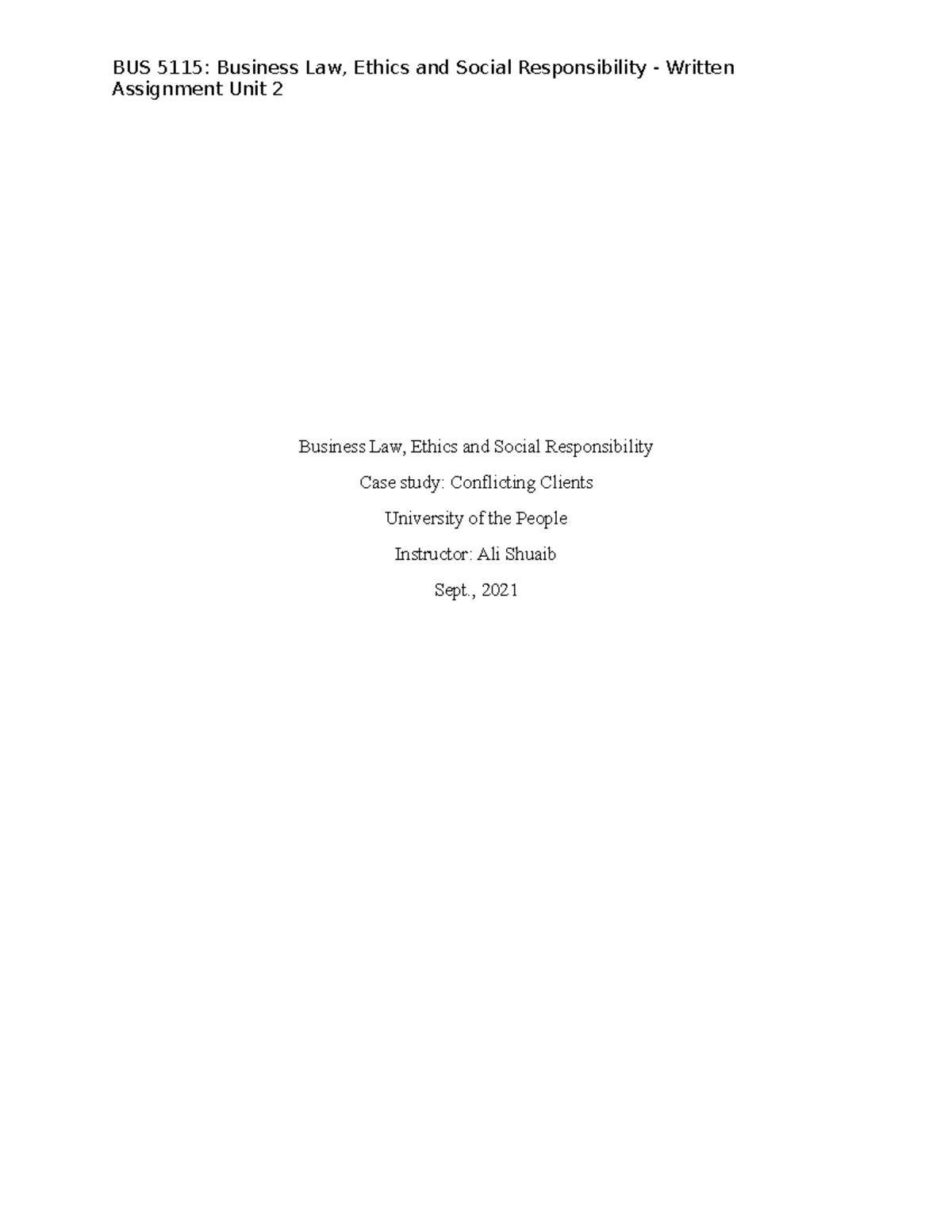 Bus 5115 Unit 2 Written Assignment - Assignment Unit 2 Business Law ...