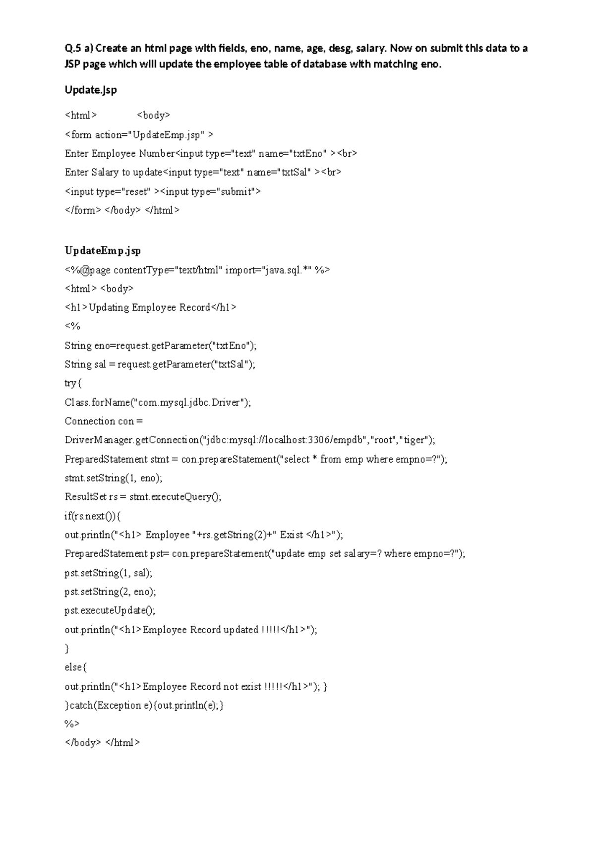 EJ PR 5: JSP & HTML Page Creation with Expression Language & JSTL - Studocu