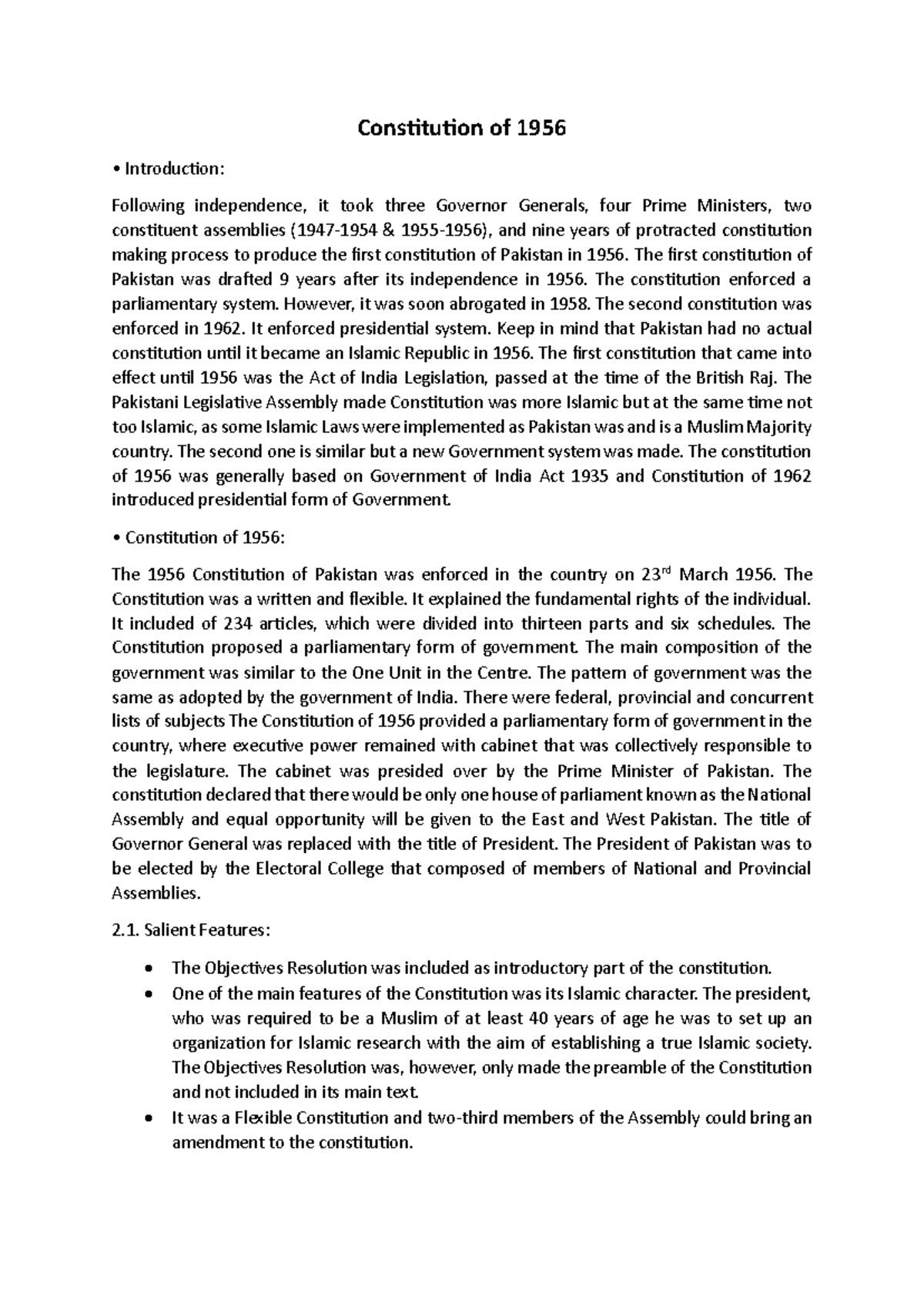 Constitution of Pakistan: A Study of the 1956 Framework & Its ...