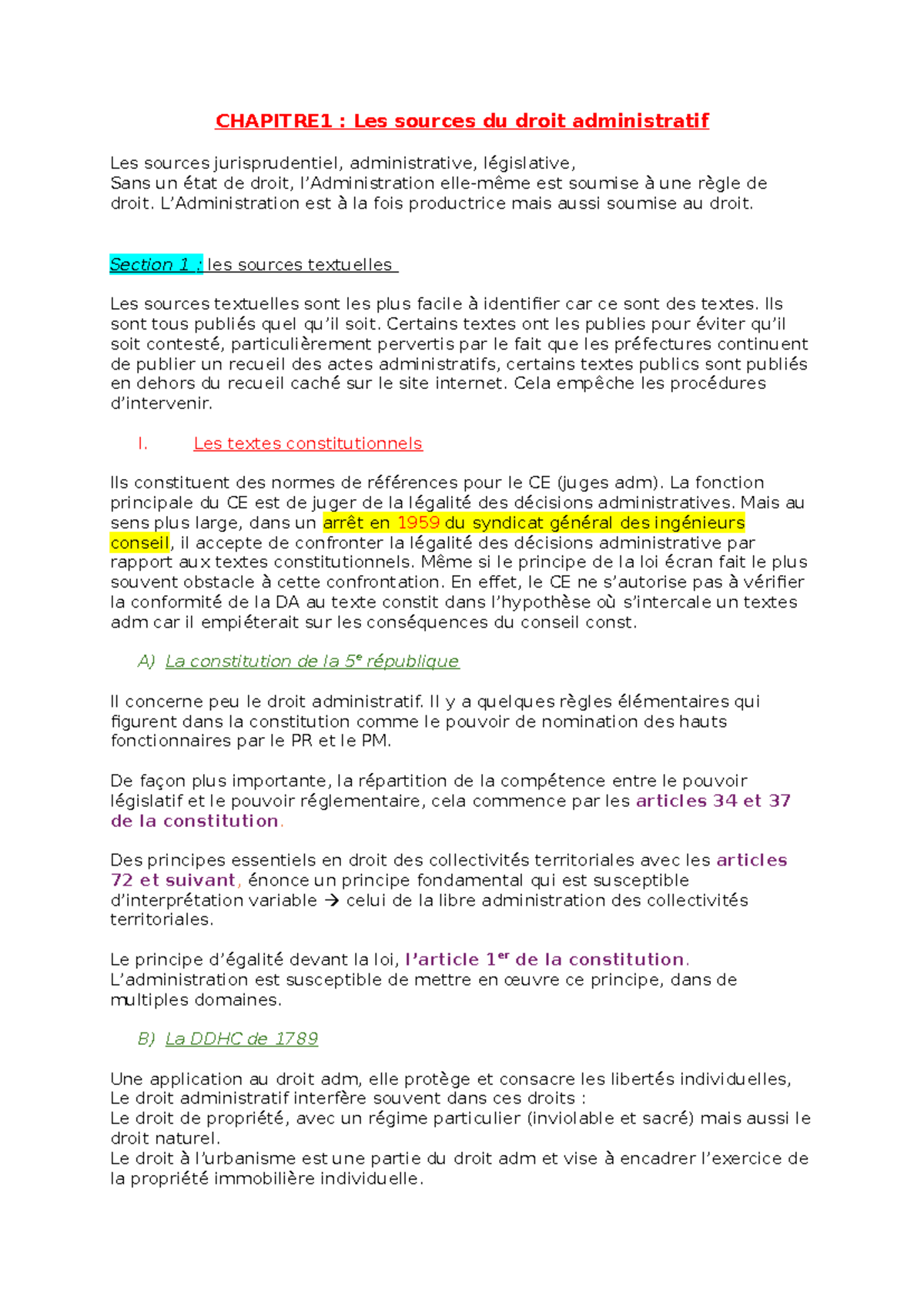 Chapitre 1 : Les Sources du Droit Administratif - Cours et Analyse ...