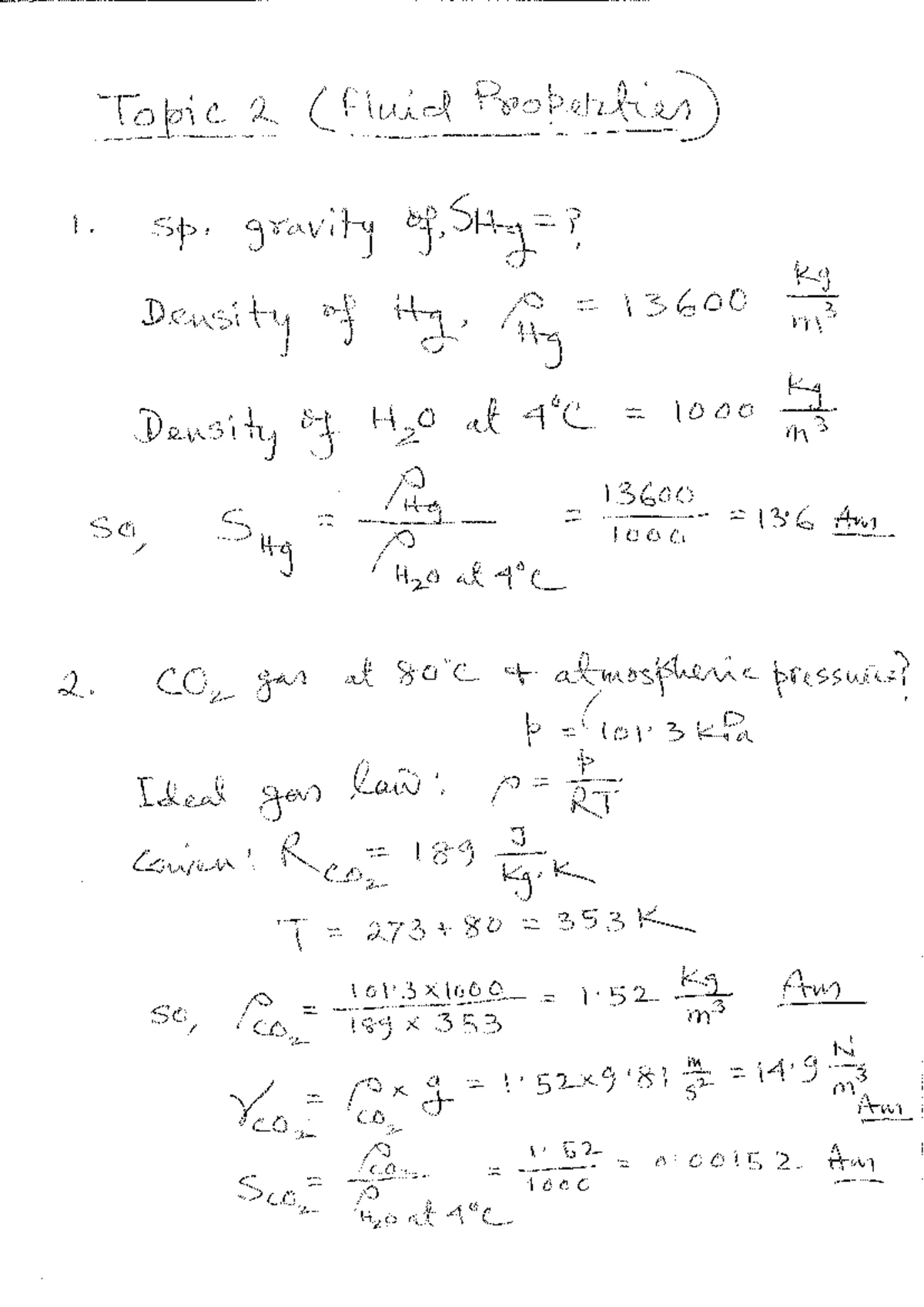 CIVE1181 Fluid Properties Practice Problems Week 1 Solutions - Studocu