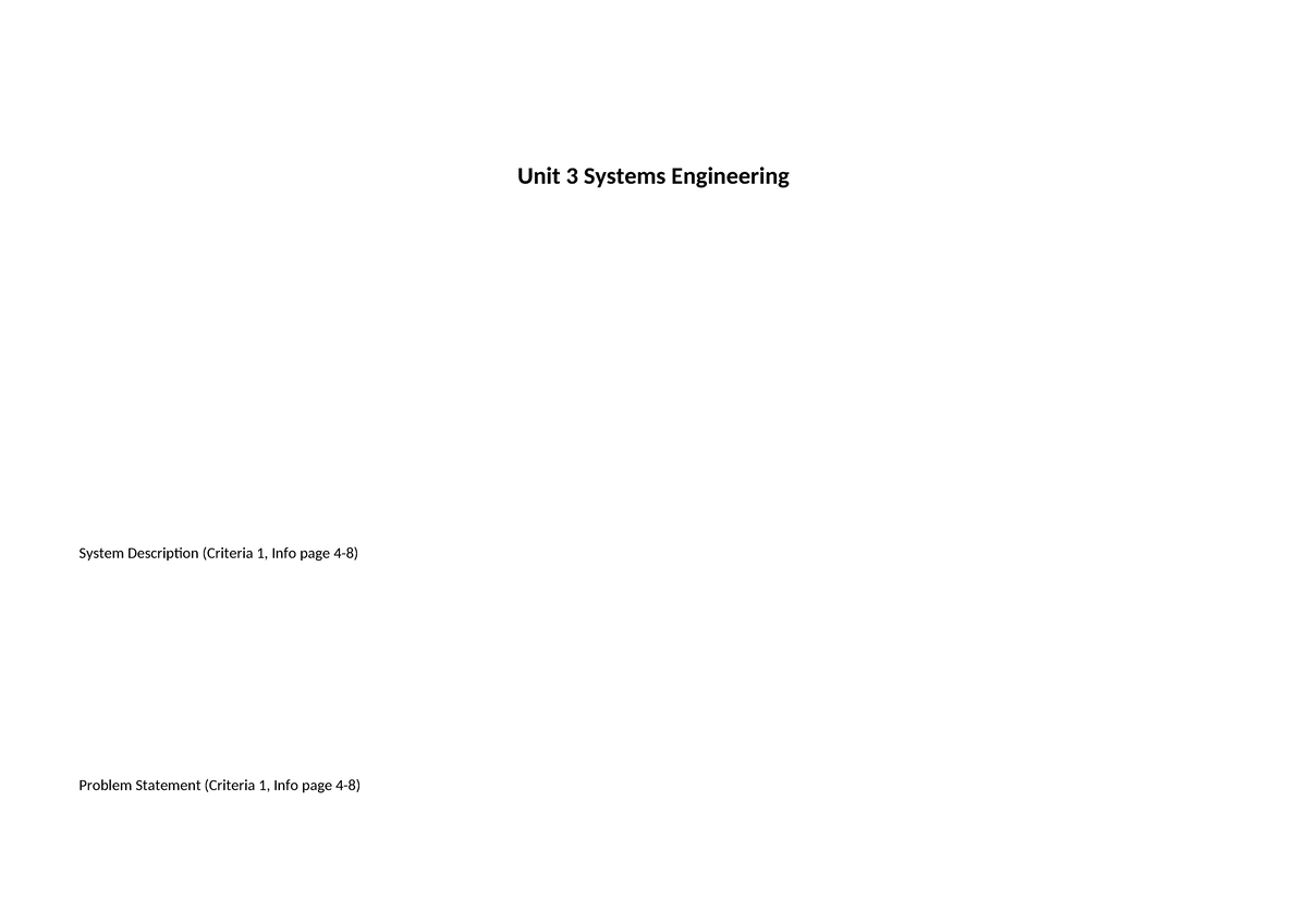 Unit 3 Systems Engineering folio Template - Unit 3 Systems Engineering ...