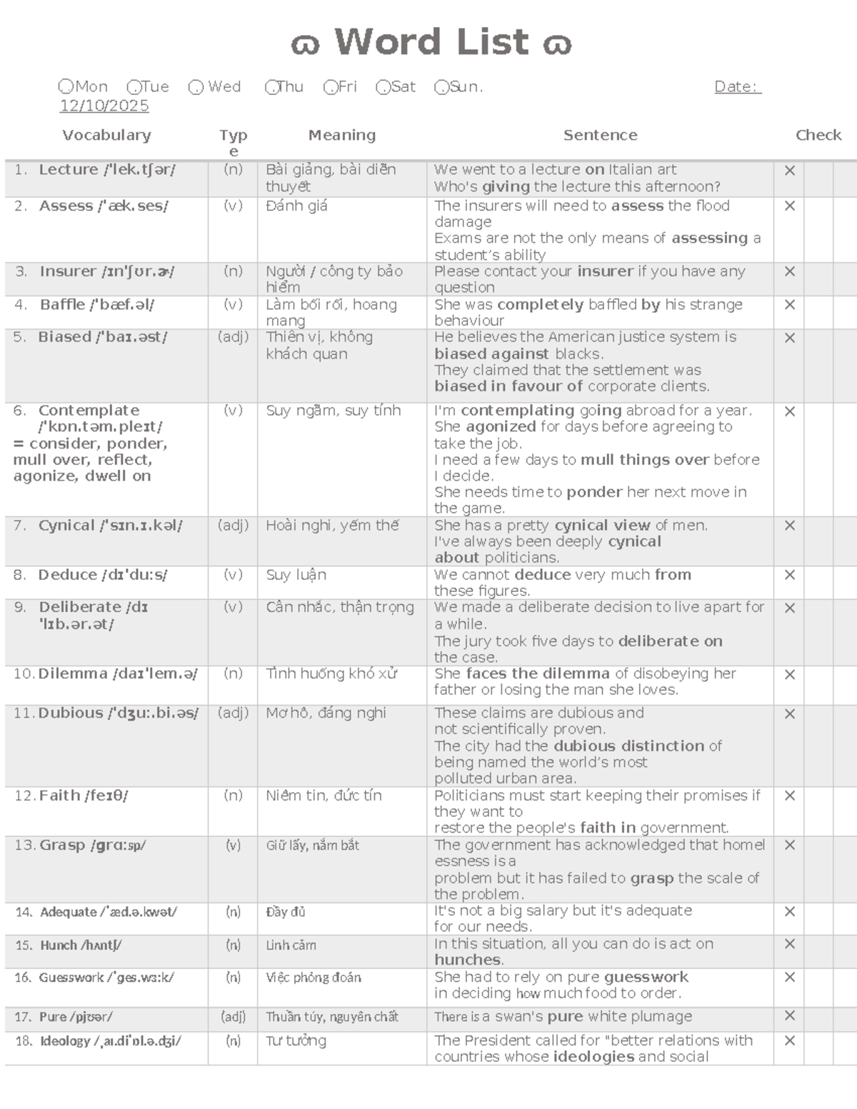 C2 Vocabulary Word List for Advanced Learners - Lecture Notes - Studocu