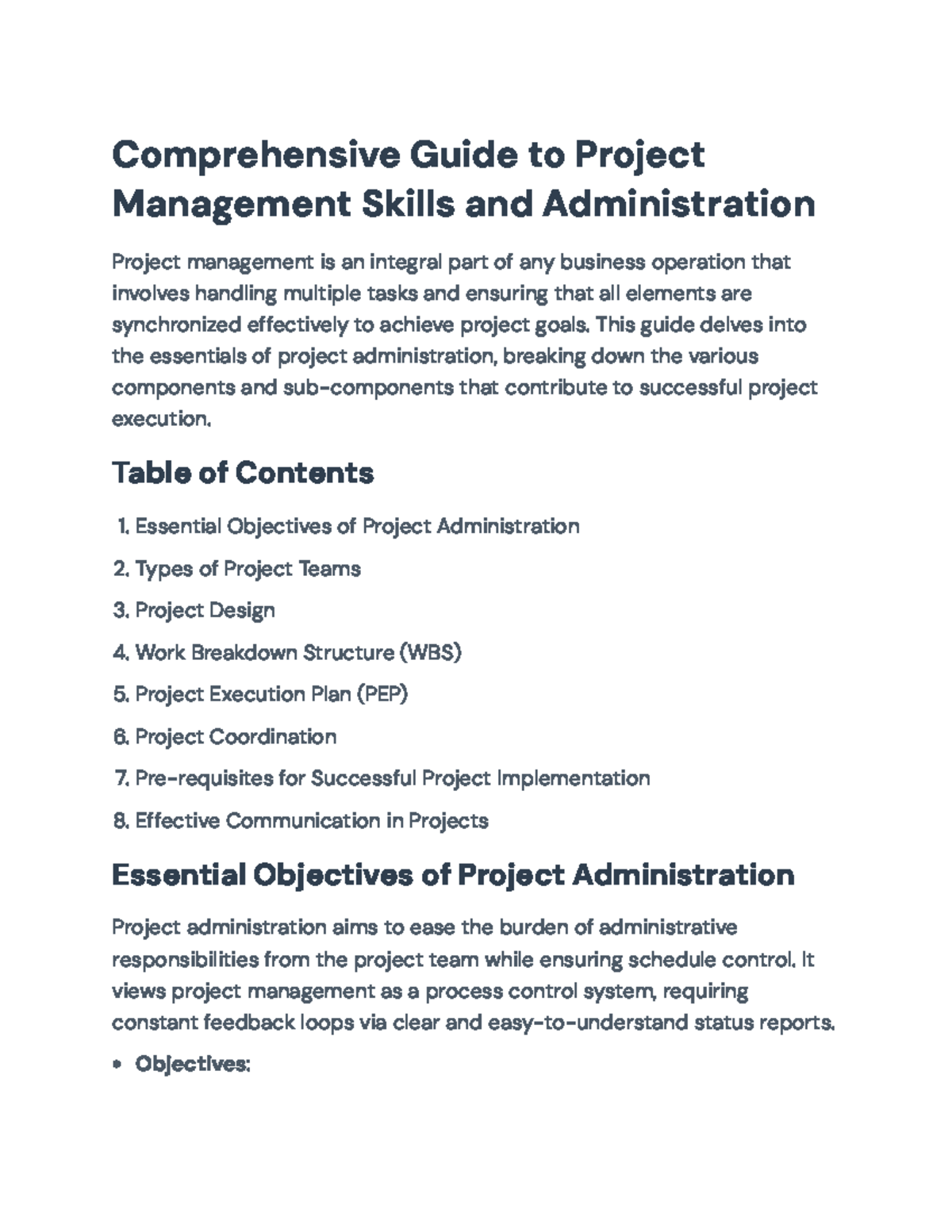 Project Management Skills and Administration Guide - Comprehensive ...