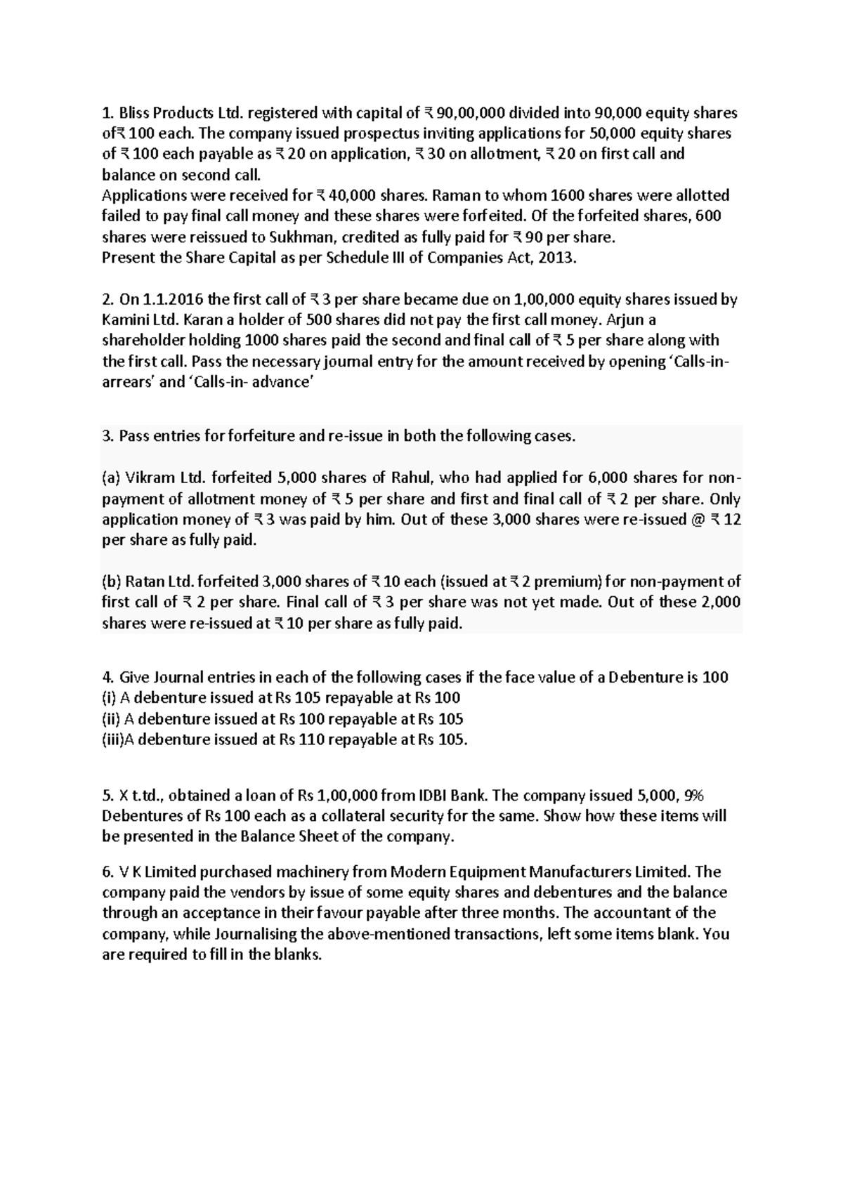 Share Capital & Journal Entries - Ws Aug19 (Worksheet) - Studocu