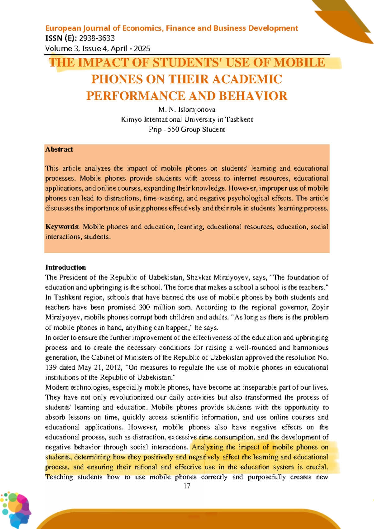 The Impact of Mobile Phones on Academic Performance and Behavior: A ...