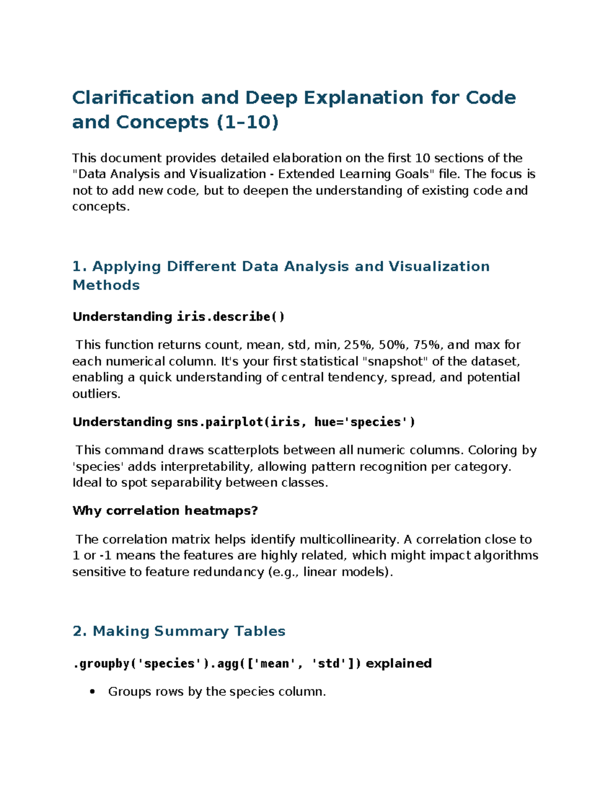 Deep explanation of code and concepts for datascience tentamen 2 ...