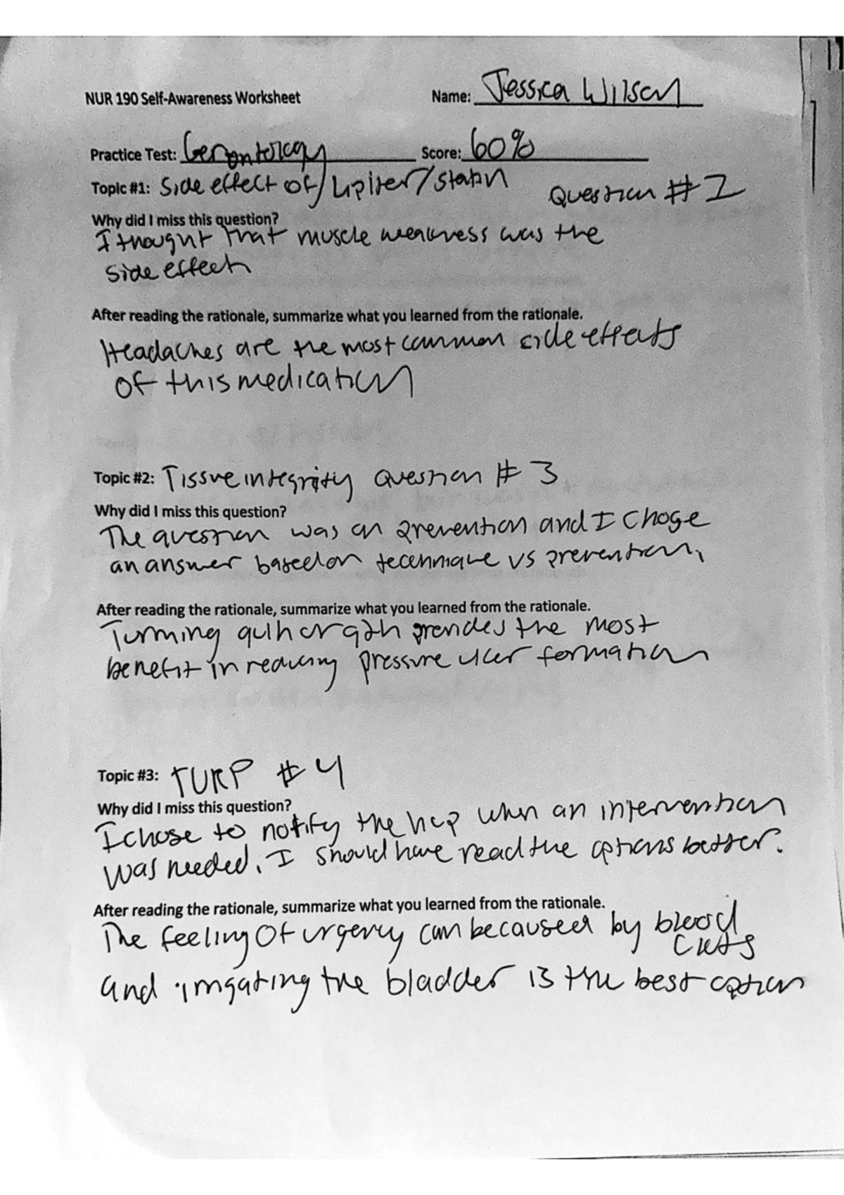 NUR 190 Week 10 Homework: Side Effects and Clinical Exemplars - Studocu