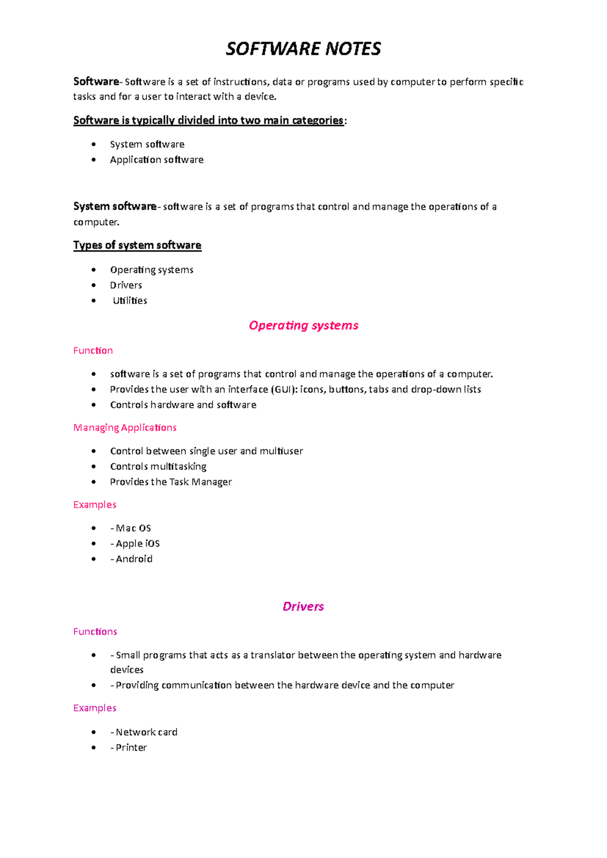 CAT Software Notes - Types, Classifications, and Issues Explained - Studocu