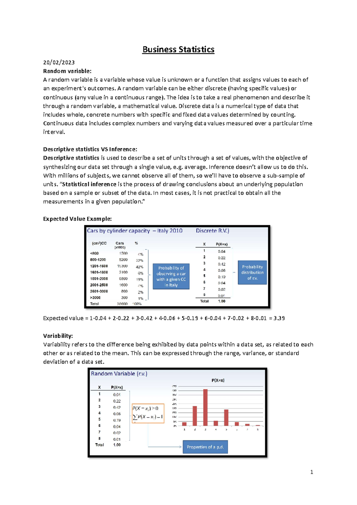 Business Statistics (BUS 101): Understanding Random Variables and ...