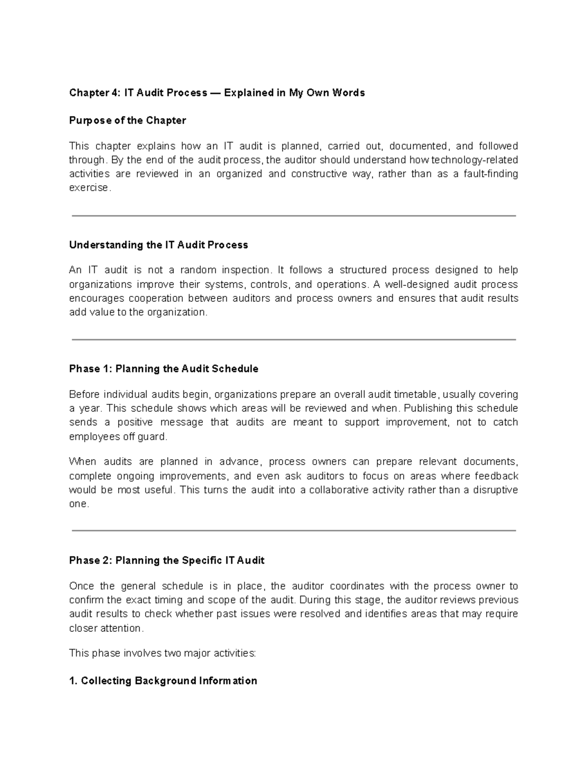 Chapter 4: Understanding the IT Audit Process in CIS Environment - Studocu