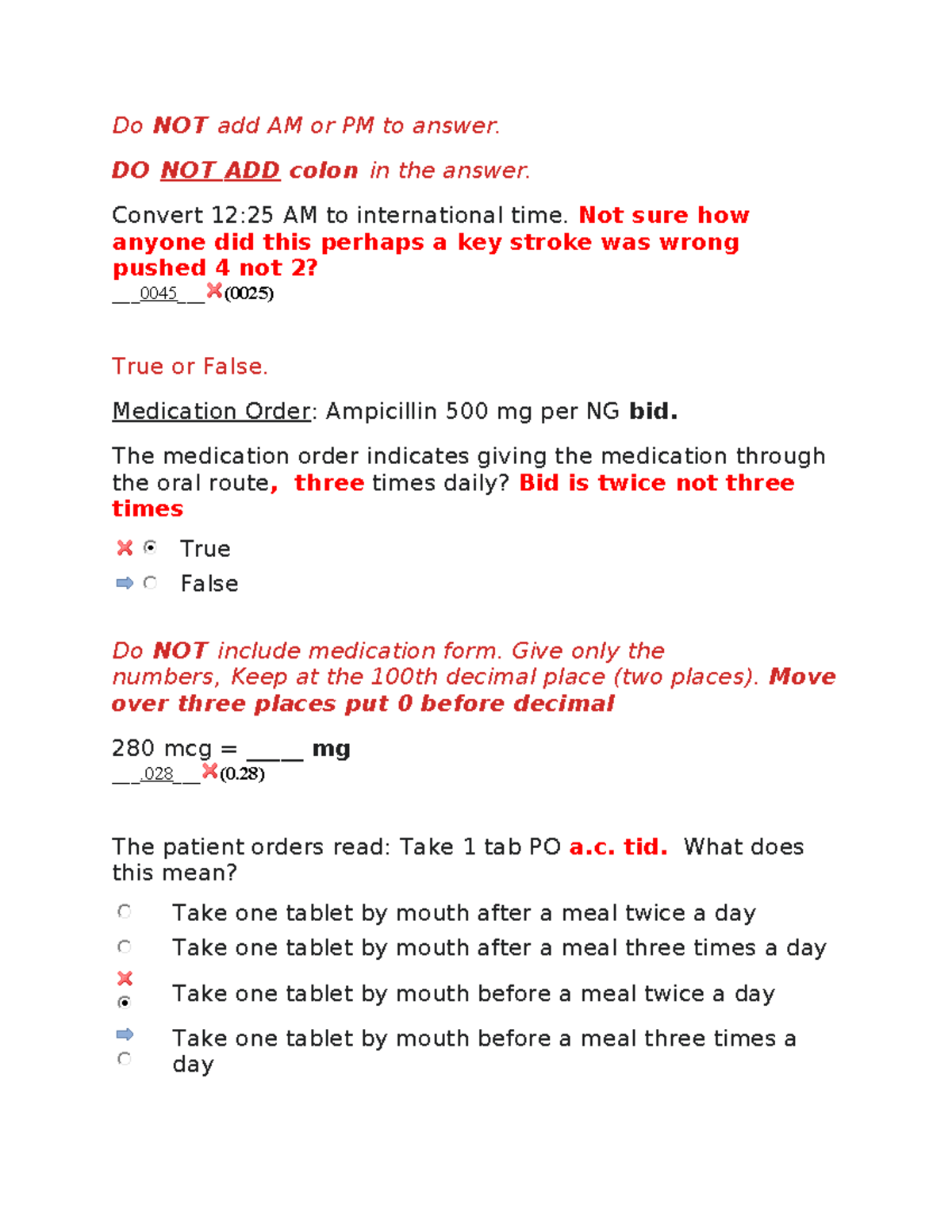 Math Exam 1 Review for Nursing Students - Studocu