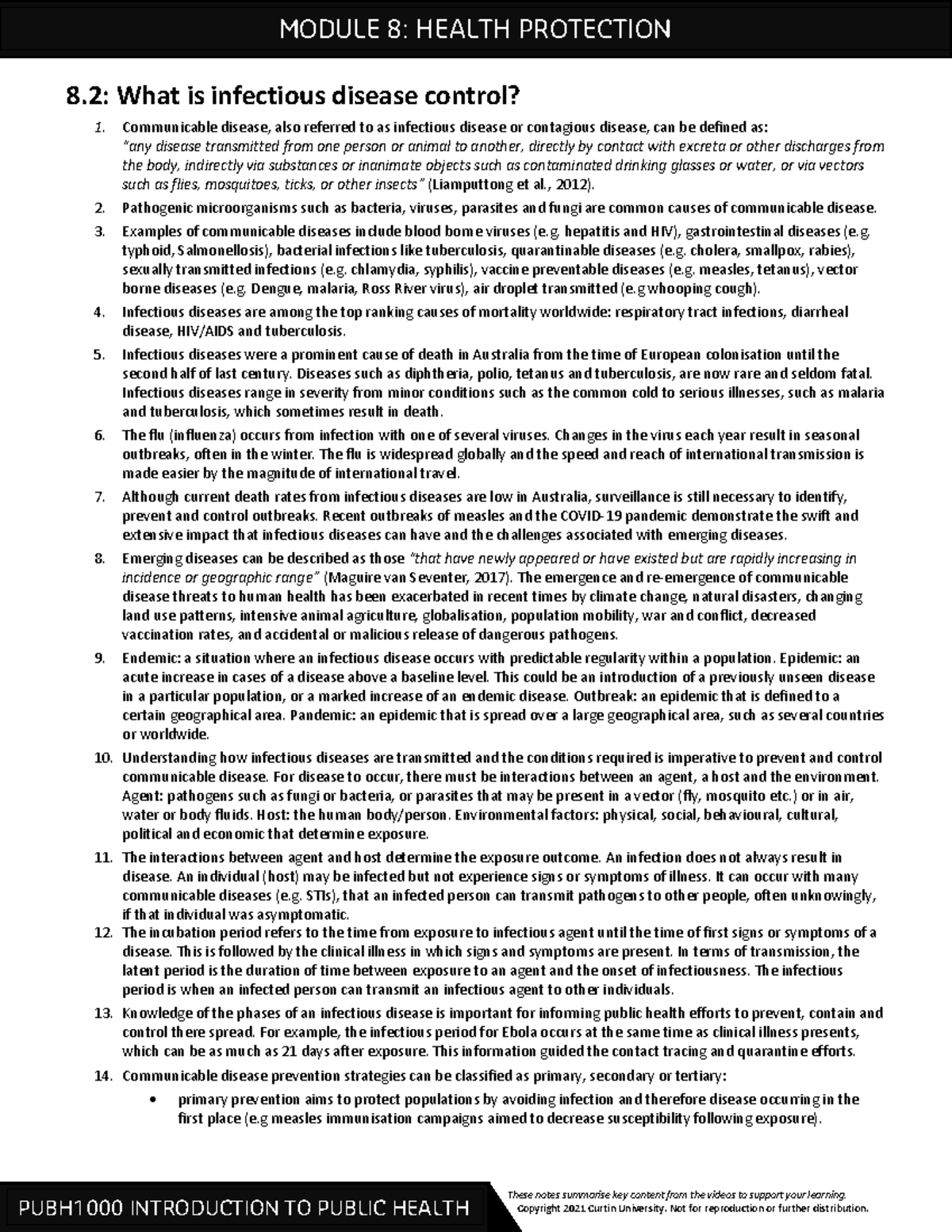 PUBH1000 Final Exam Notes: Infectious Disease Control Strategies - Studocu